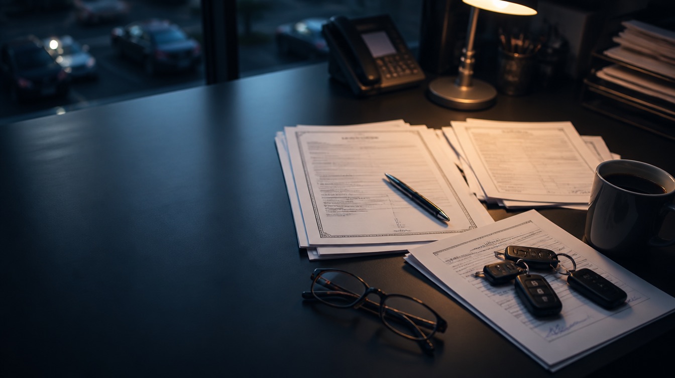 COI paperwork, keys, dispatcher's desk